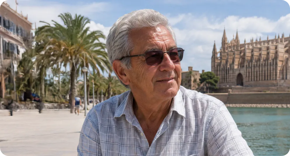 Hombre mayor usando Durcal en Palma de Mallorca