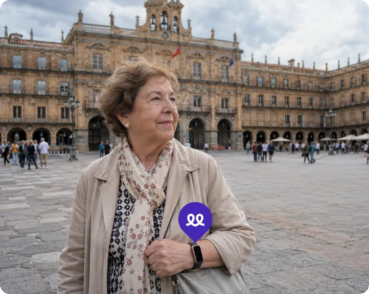 Persona mayor en Salamanca usando el reloj Durcal