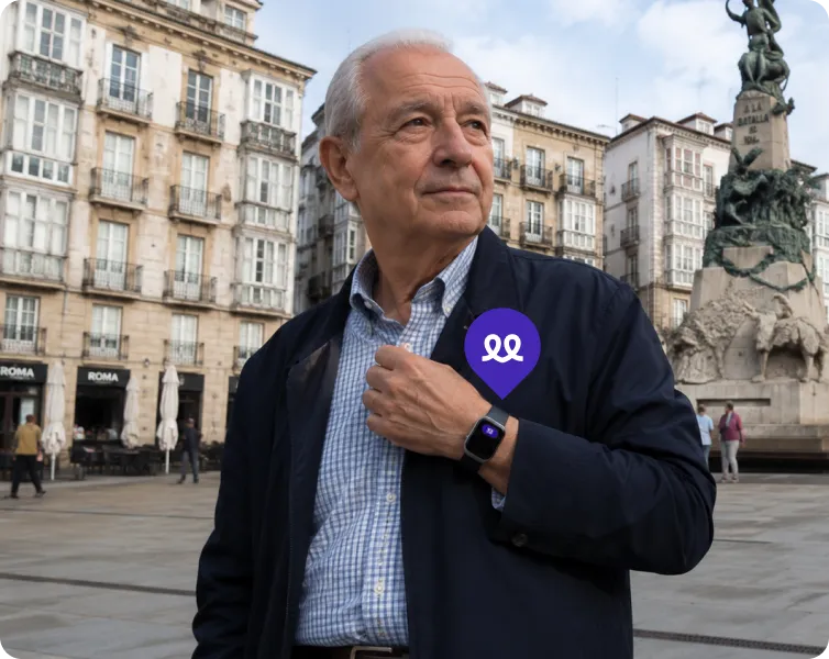 Persona mayor en Vitoria usando el reloj Durcal