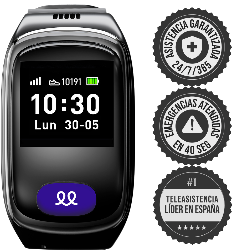 Imagen del Reloj Durcal Teleasistencia Avanzada con pantalla digital y fondo blanco